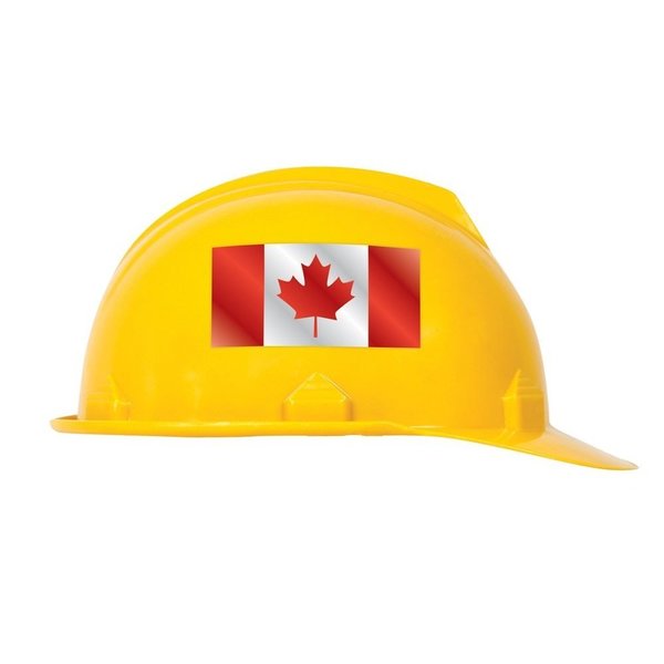 Accuform Hard Hat Sticker, 4 in Length, 2 in Width, Canada Flag Legend, Reflective Adhesive Vinyl LHTL684